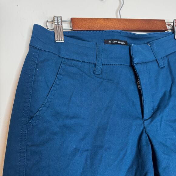 41 Hawthorn Women’s Chino Shorts Blue Solid Regular Fit Flat Front NWT Size 2 - Picture 3 of 8